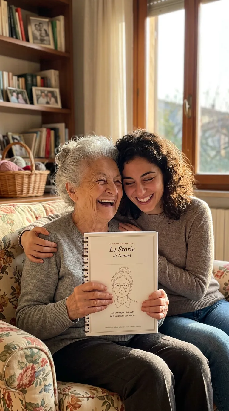 Nonna e nipote ridono sfogliando il libro
